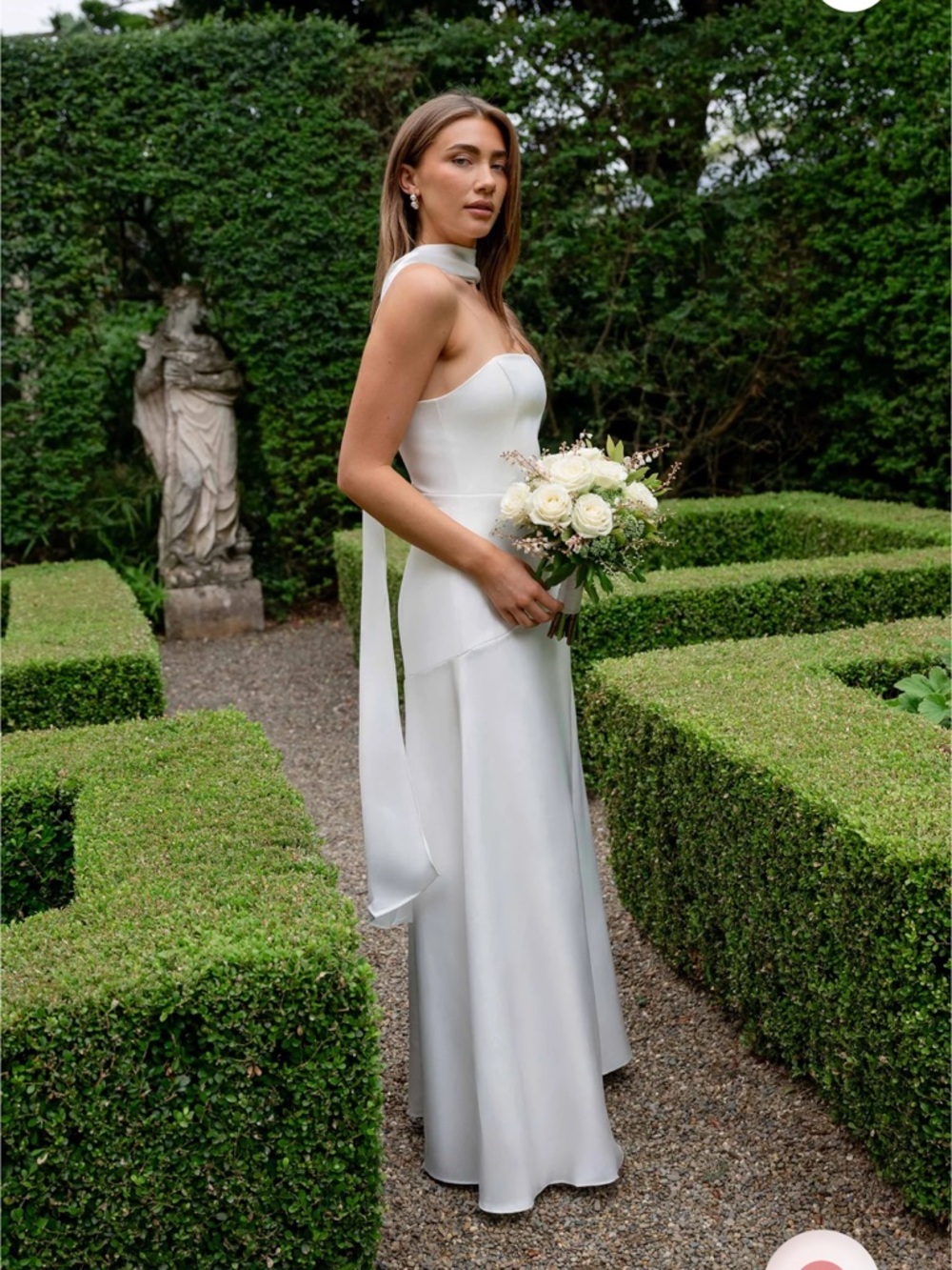 elliatt noralyn white strapless satin neck tie maxi gown bridal dress large NEW